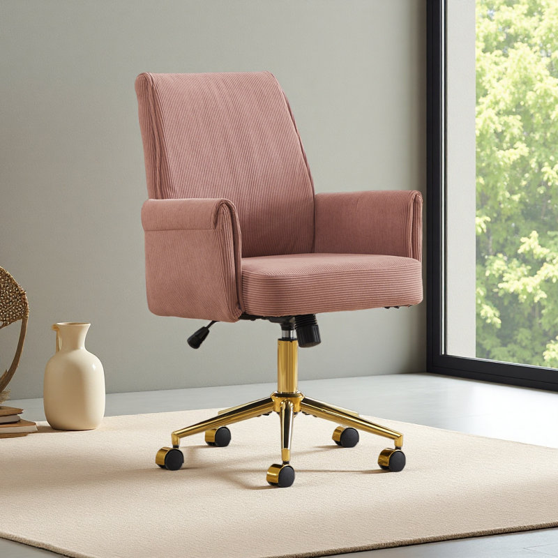 Mid-Back Liftable Office Chair And Ergonomically Designed, Is An Excellent Choice For Working, Studying Or Relaxing, Pink