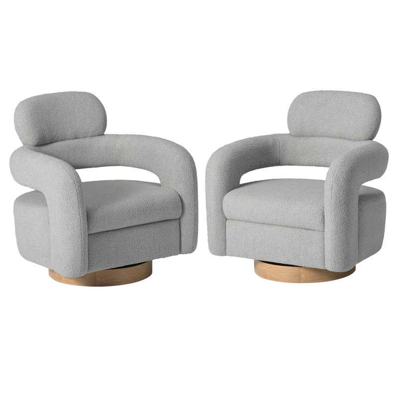 29" Wide Bayville Swivel Chair (Set Of 2), Light Gray Polyester