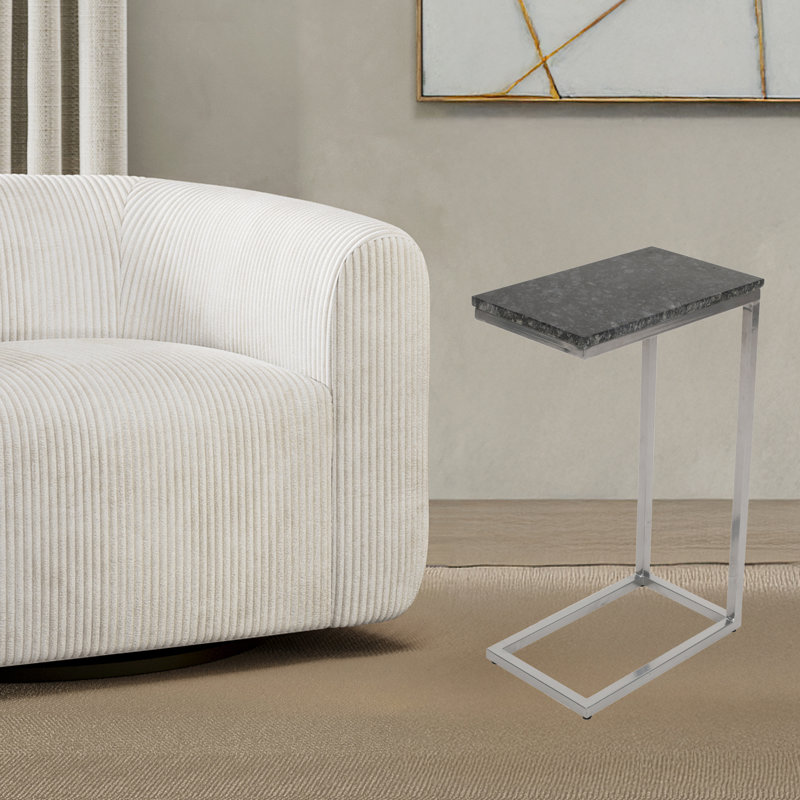 Ensemble de 2 tables d'appoint Arquette, Plateau noir / base argent