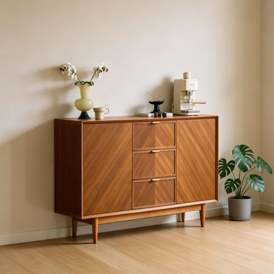 Buffet rétro avec rangement en bois massif