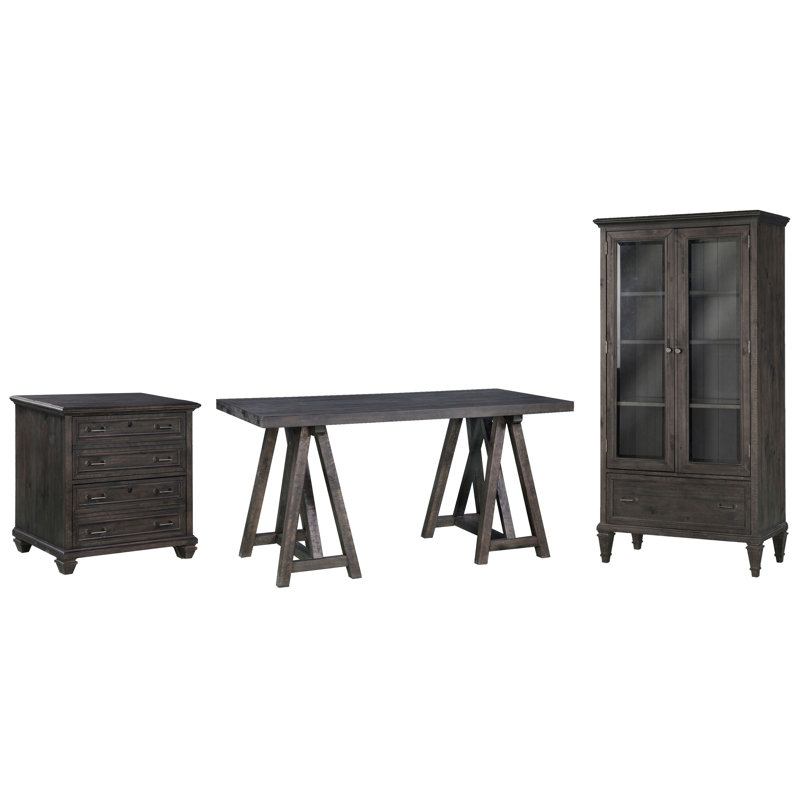 Desk, Weathered Charcoal, 2 Pieces: Desk, Credenza