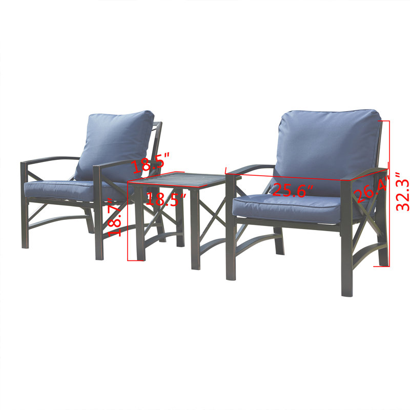Cumbie 4 - Person Patio Conversation Set with Cushions, Blue