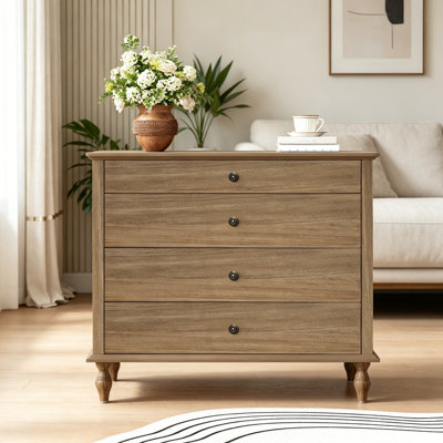 Table de bout avec 4 tiroirs et pieds robustes