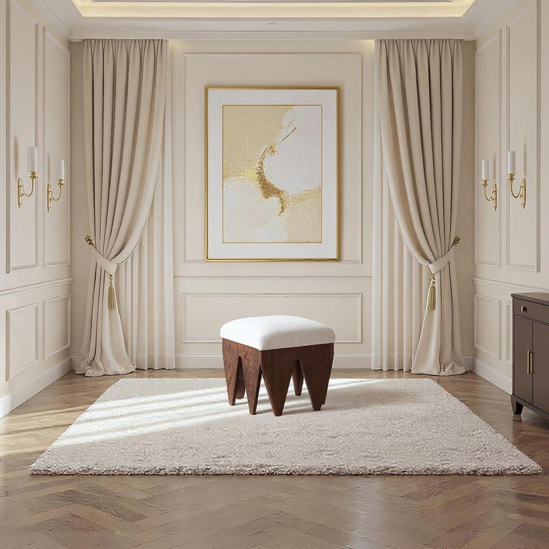 Banc en tissu Altair, Brun, Velours crème