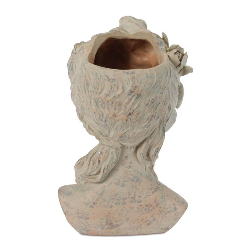 Floral Woman Bust Planter 10.5"H