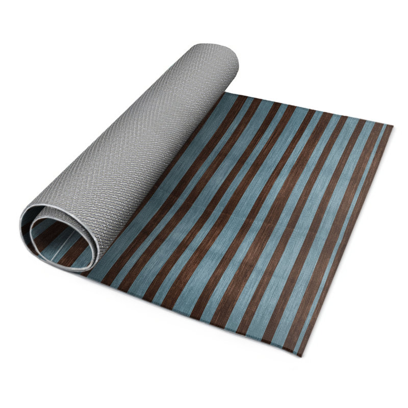 Tapis intérieur / extérieur noir HorizontalStripes, Rectangulaire 3 pi x 5 pi