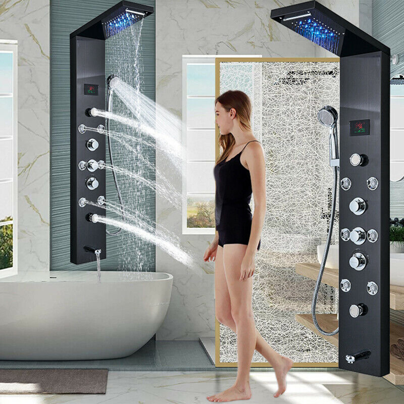 Villalba Shower Tower Panel, Black