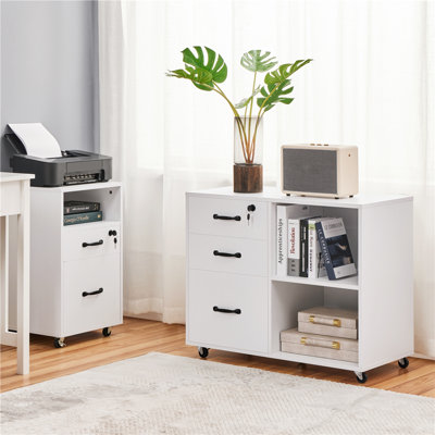 3 -Drawer 2- Shelf Mobile Filing Cabinet