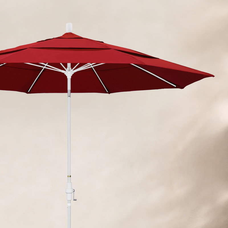 Parasol de marché 11 pi Brent, H 102 po x l 132 po x P 132 po, Blanc mat, Toile Sunbrella® rouge Jockey