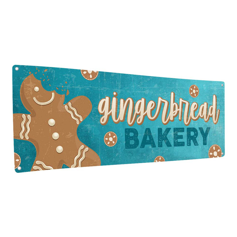 Plaque en métal Gingerbread Bakery, H 4,25 po x l 11,5 po x P 0,04 po