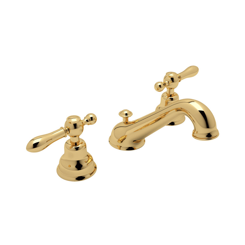 Arcana Widespread Lavatory Faucet With C-Spout, Italian Brass, Lever