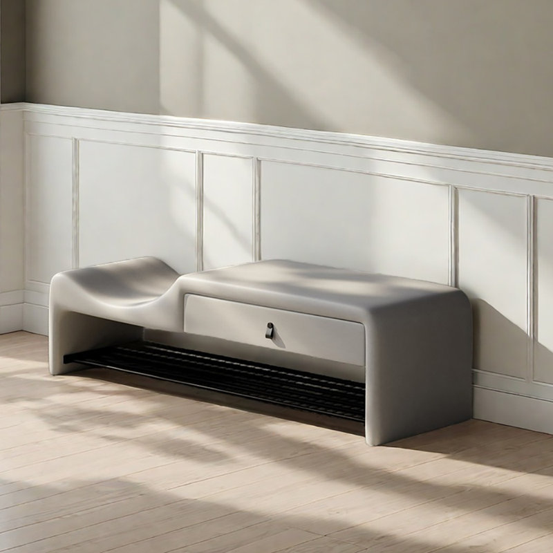 47.2in Shoe Storage Bench, Light Gray