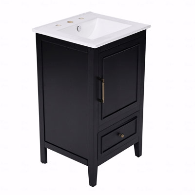 20" Bathroom Vanity With Sink, Bathroom Cabinet With A Door, Door Shelf Storage And Adiustable Foot Pads, A Drawer