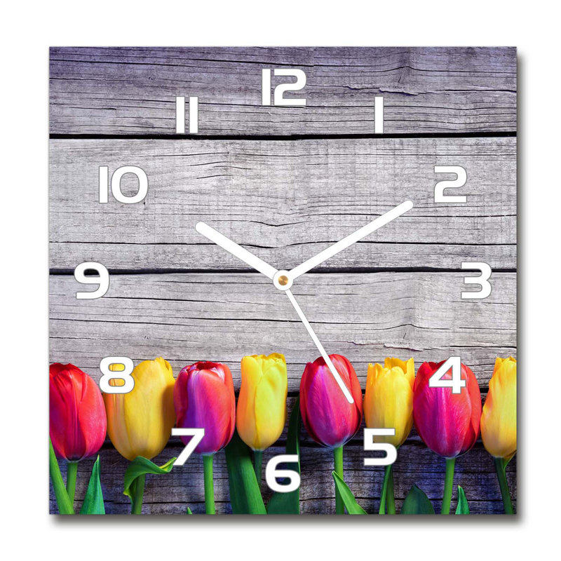 Glass Wall Clock, Grey/Yellow/White