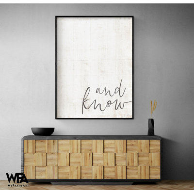 «And Know», très grand psaume 46: 10, impression minimaliste biblique, art mural moderne de l’église de l’espace, affiche biblique encadrée