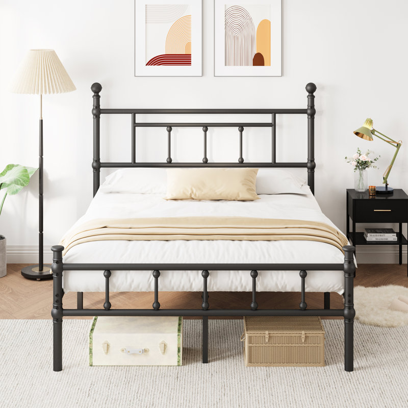 Metal Platform Bed Frame with 40" Headboard and Footboard, Steel Bed Frame, No Box Spring Needed, Easy Assembl, Queen, 14"