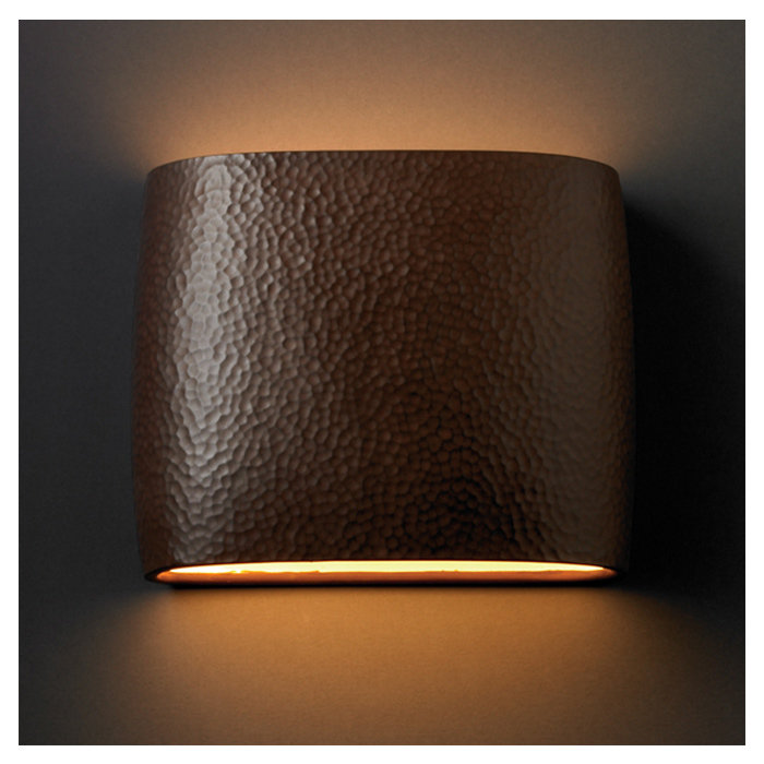 Armance Ceramic Flush Mounted Sconce, Hammered Iron