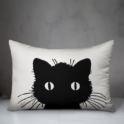  Vintage Black Cat Lumbar Pillow