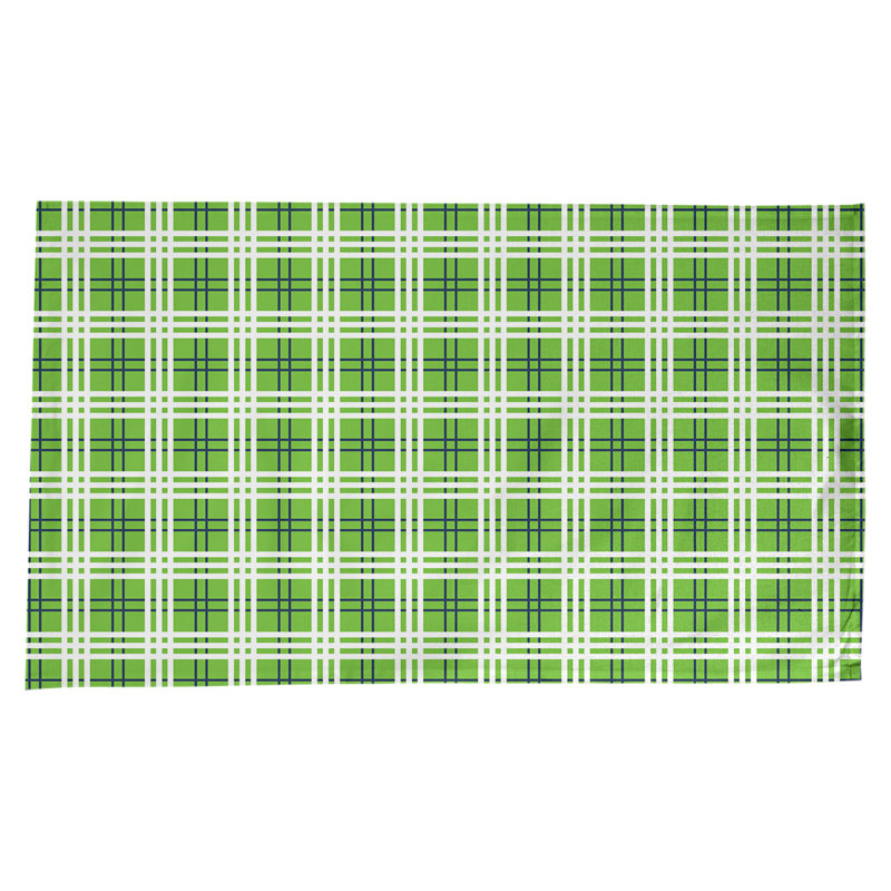 Nappe en mélange de coton à carreaux, Vert action / bleu marine collège / blanc