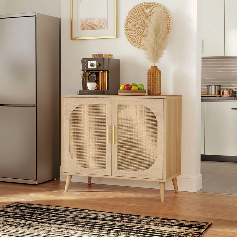 Buffet Cabinet With Storage, Accent Bathroom Floor Cabinet,With Two Doors And 4 Compartments Forstorage,Cabinet With Wood Feet,Sideboard Cabinet For Hallway, Entry, Living Room, Bathroom Storage