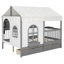 Lit double compact avec rangement et DEL, design moderne gris