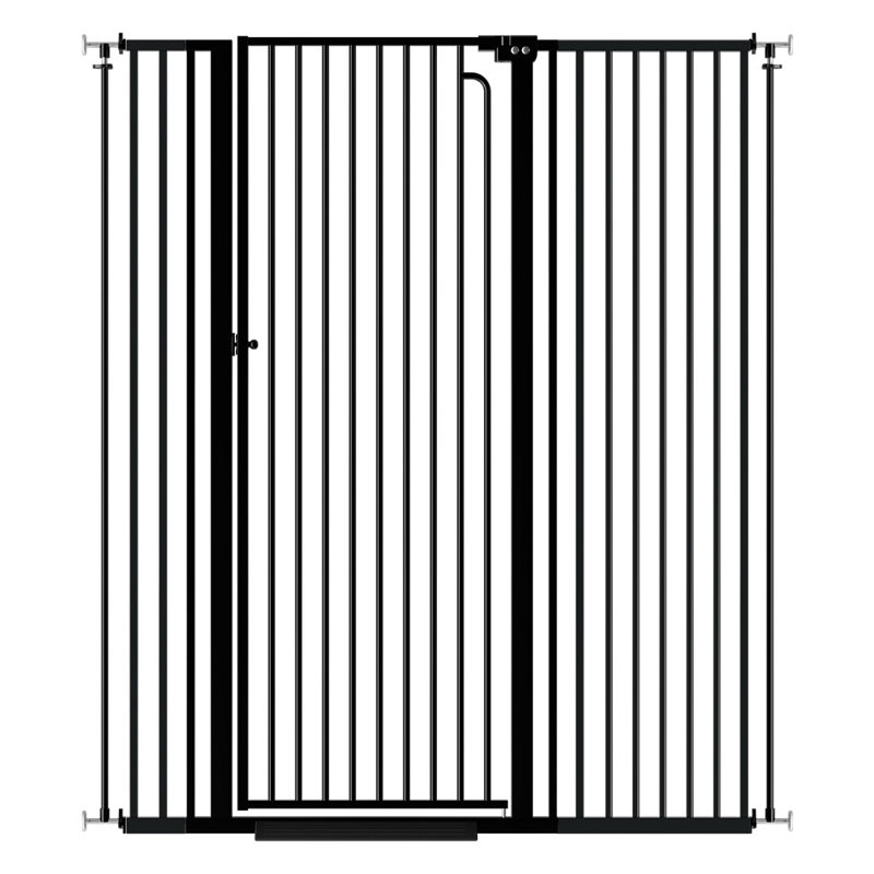 Barrière extra haute pour animaux 57 po avec fermeture automatique | Barrière pour animaux pour escaliers, ouvertures larges | Réglable 48 po - 52 po - noir