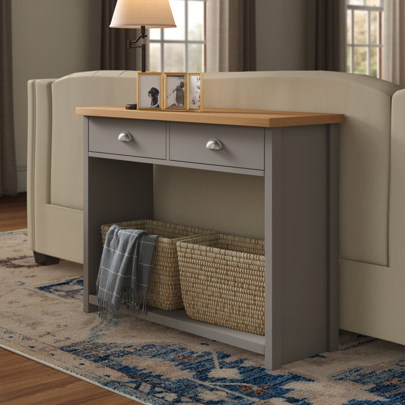 Kerry 97cm Console Table, Beige, Matt Grey