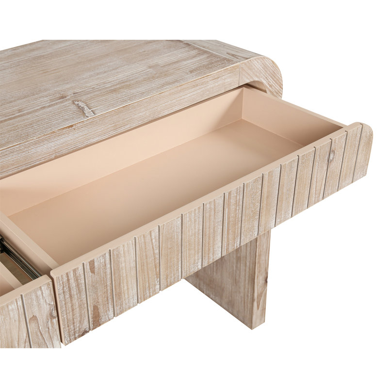 Table de hall d'entrée 59 po avec 2 poignées cachées, Bois naturel délavé
