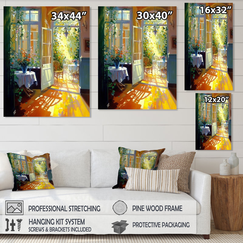 «Sunlight Bliss at the Cottage II», reproduction sur toile, L 34 po x H 44 po, Toile tendue