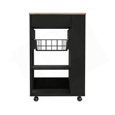 Light Oak 5-Shelf 1-Drawer Kitchen Cart