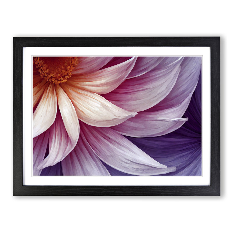 Flower Abstract - Single Picture Frame Painting, Black Framed, 46cm H x 64cm W x 2cm D