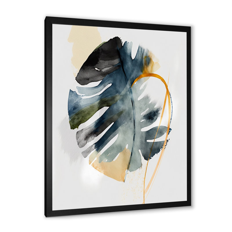Green Artful Philodenron Leaf I - impression, H 32 po x l 16 po x P 1 po, Cadre photo noir