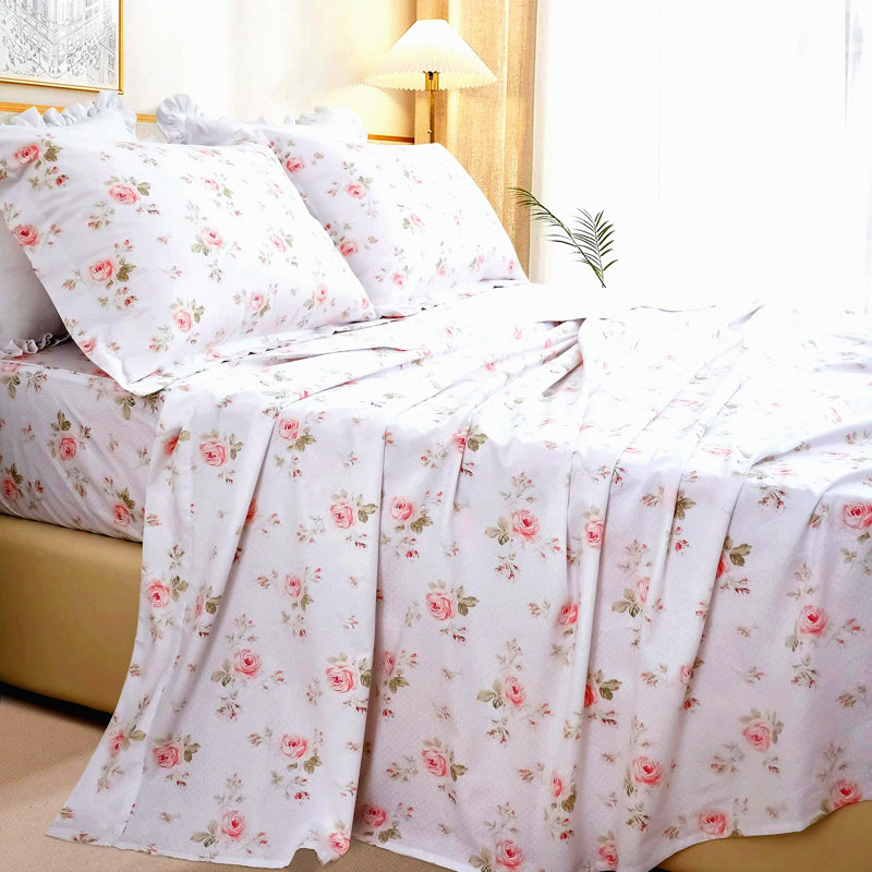 Cotton Percale Sheet Set - Deep Pocket Bedding Bundle with 4 Pieces: 1 Flat Sheet, 1 Fitted Sheet, 2 Pillowcases - Crisp, Cool, Strong Linens