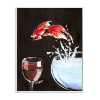 «Fish Leaping in Wine Glass Funny» par Jean-Pierre Got - impression d'art graphique
