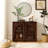 Mid Century Modern Fluted Sideboard Cabinet With 2 Outlet Holes, Buffet Cabinet With Storage, Narrow Side Cabinet For Living Room Entryway Hallway Kitchen Coffee Bar, Dark Walnut-979649644