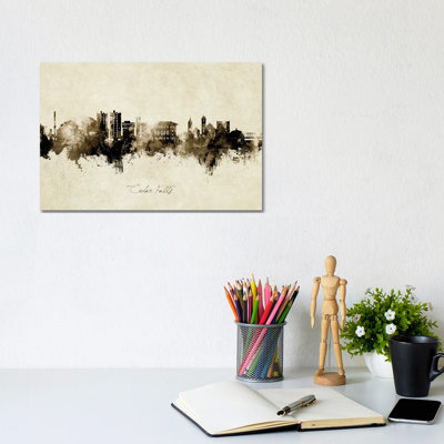 Cedar Falls Iowa Skyline Vintage by Michael Tompsett - 1 Piece Wrapped Canvas Wall Art