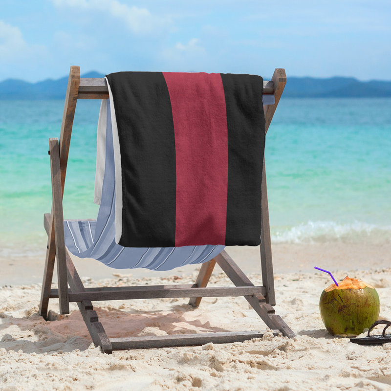 Beach Towel, Black/Sedona Red/Black, Polyester/Cotton, Beach Towel