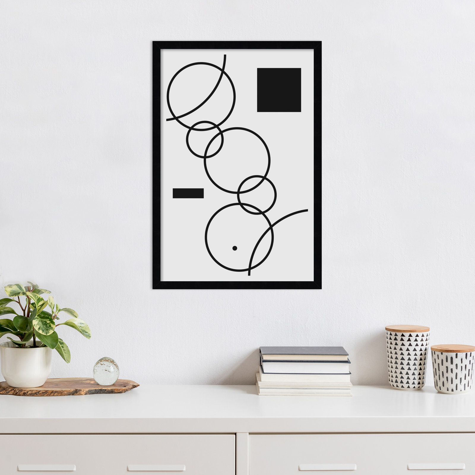Minimal Shapes No. 1 Print, 25" H x 17" W x 1" D, Black