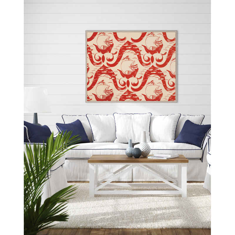 Red Sea Print by Paule Marrot, 43" H x 54" W x 1.25" D, Silver Framed