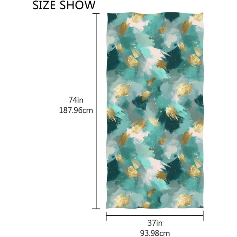 Large Beach Towel Green Texture Art - 32”L x 63”W, Sand Proof, Lightweight, Super Absorbent - Fit for Beach Swimming