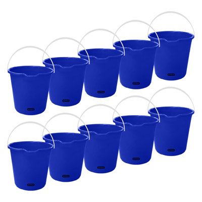 Seau de 2 gallons Superio, seau de nettoyage en plastique avec poignée, seau de lavage de voiture, petit seau utilitaire pour la serpillière, la pêche, le camping et l'utilisation domestique, bleu durable - paquet de 10