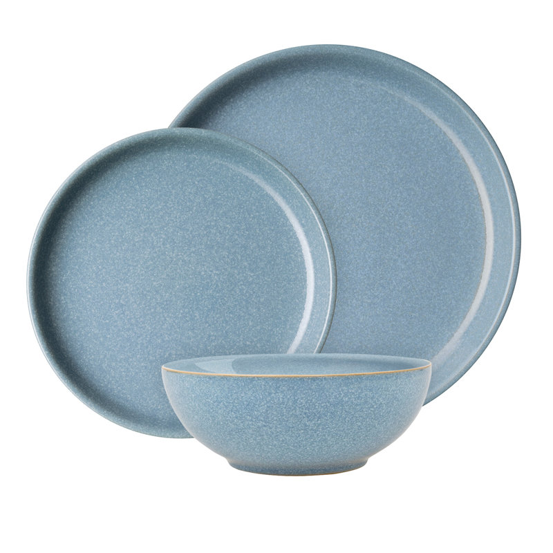 Denby Elements 12 Piece Coupe Dinnerware Set, Service for 4, Blue
