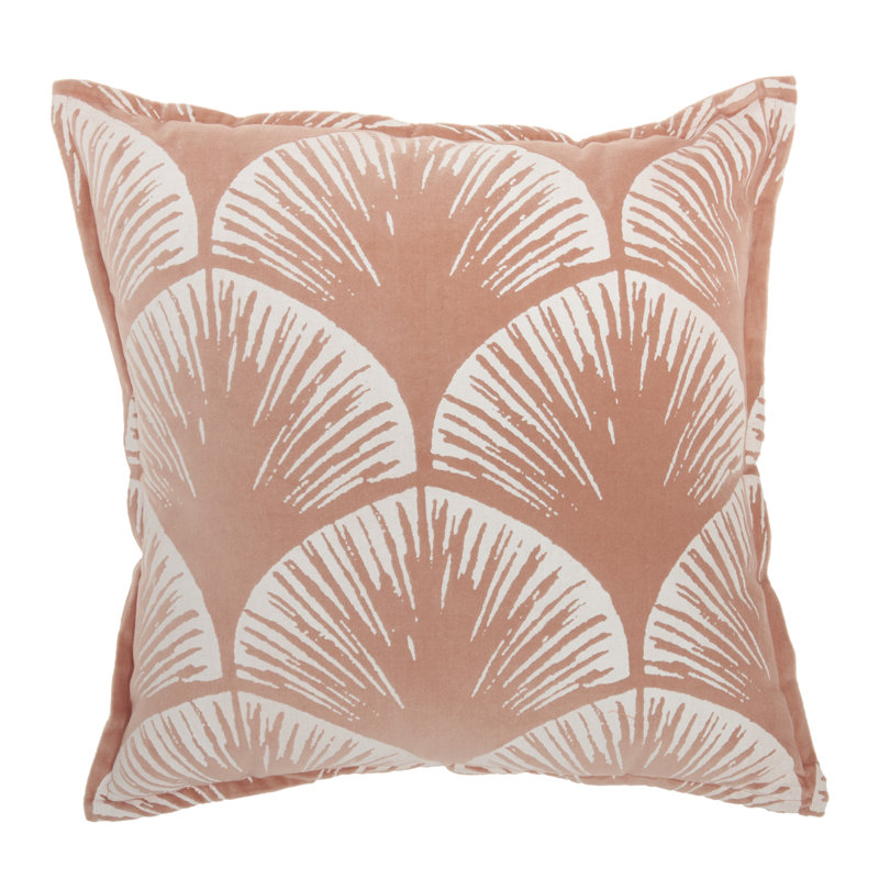 Housse de coussin en coton Arielle, Corail géométrique 1, H 18 po x l 18 po