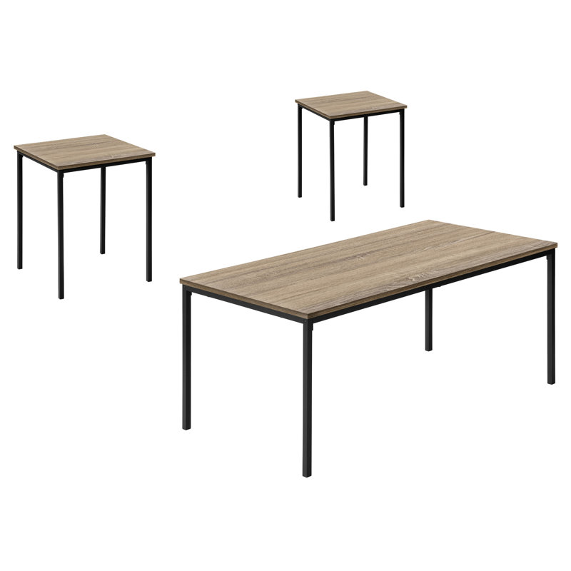 Distinctive 3 tables - tables basses et 2 tables de bout, taupe foncé, touche métallique exquise