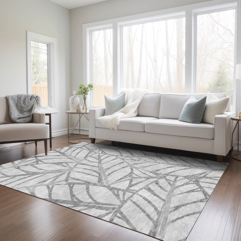 Neysa Washable Floral Indoor / Outdoor Rug, Rectangle 5' x 7'6"