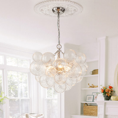 Mahood 3-Light Twisted Ribbed Glass Bubble Globe Chandelier Sputnik Ceiling Light