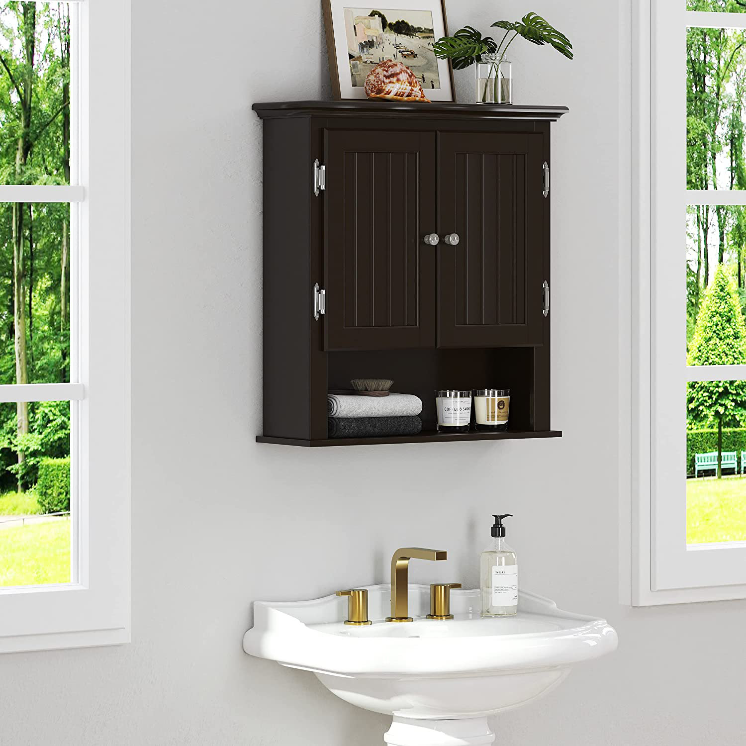 Lavish Home Wall-Mounted Bathroom Organizer - Medicine Cabinet or