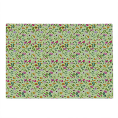Ambesonne Spring Cutting Board Large Size Retro Garden Flower Twigs Multicolor