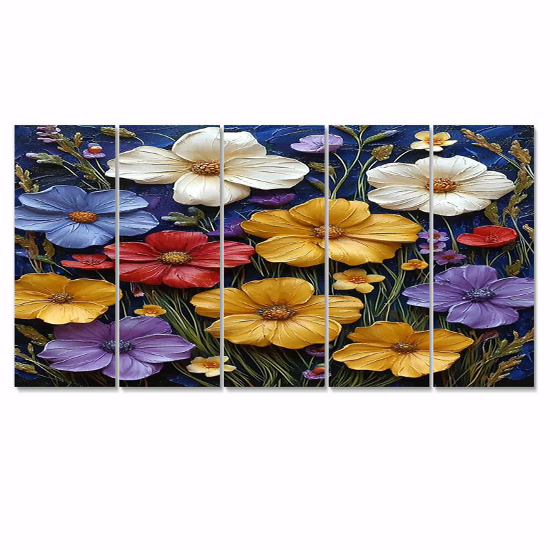 Alta - Ensemble de 5 décorations murales fleurs sauvages, H 32 po x l 80 po