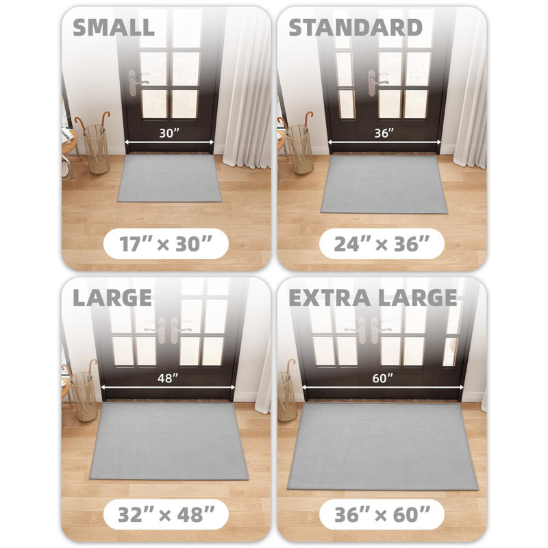 Darwen Non-Slip Indoor Doormat, 36" W x 60" L, Light Gray